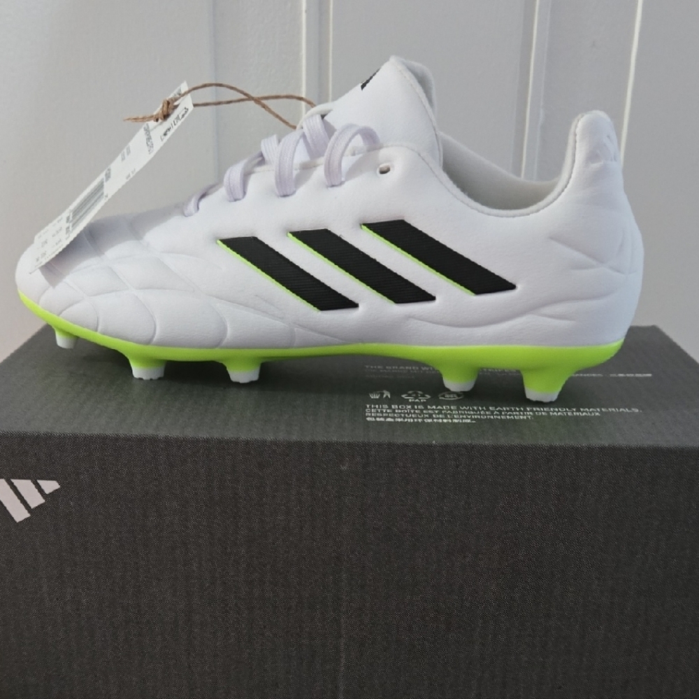 Adidas White and Lime Green Soccer Cleats